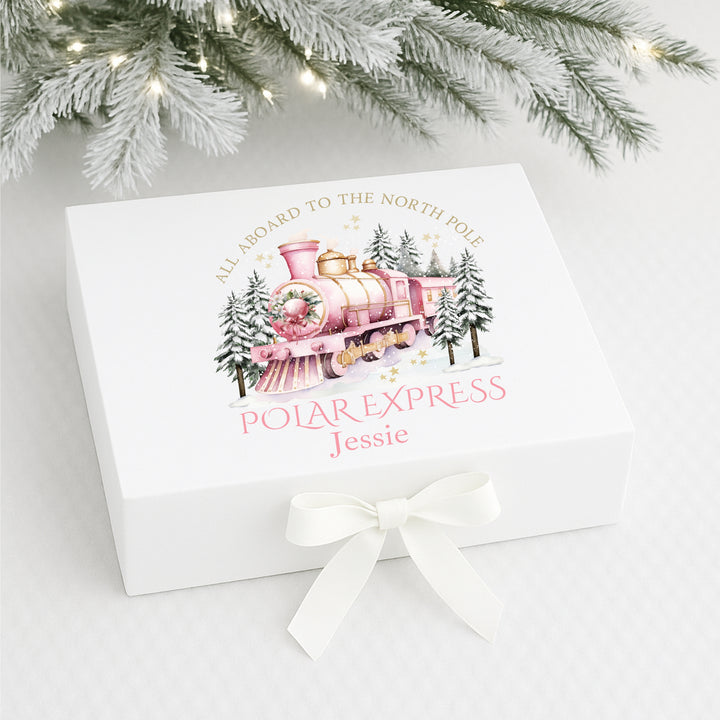 Personalised Pink Festive Train Christmas Eve Box