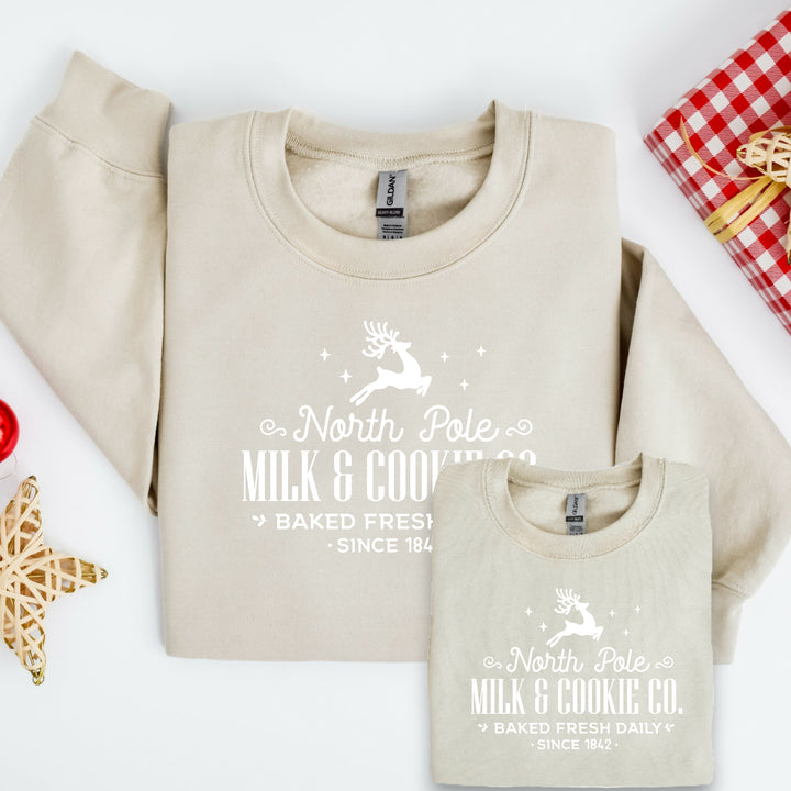 North Pole Milk & Cookies Co Christmas Family Matching Sweatshirt/Babygrow