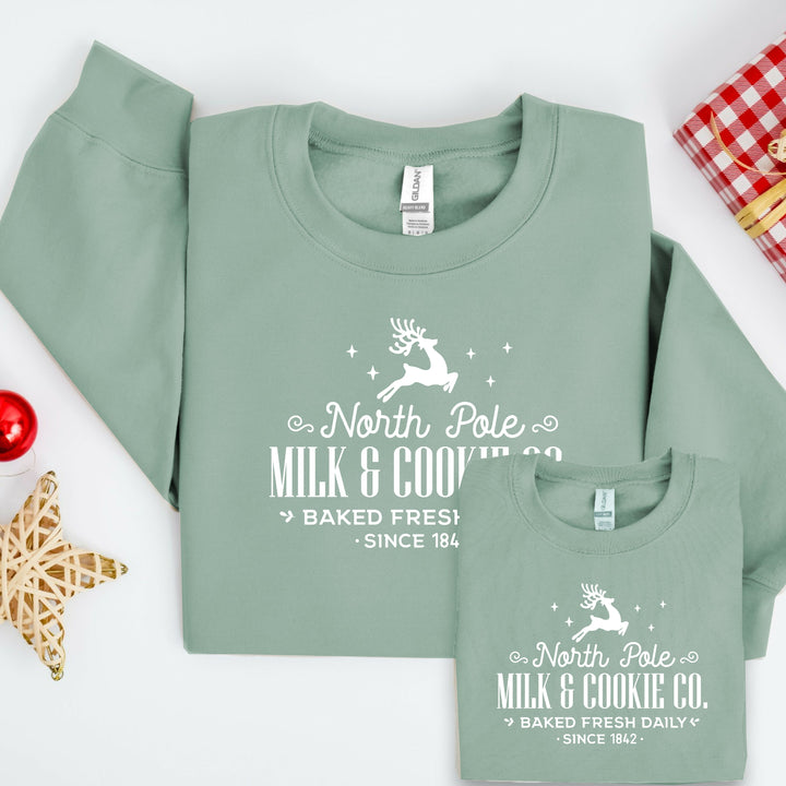 North Pole Milk & Cookies Co Christmas Family Matching Sweatshirt/Babygrow