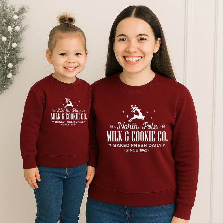 North Pole Milk & Cookies Co Christmas Family Matching Sweatshirt/Babygrow