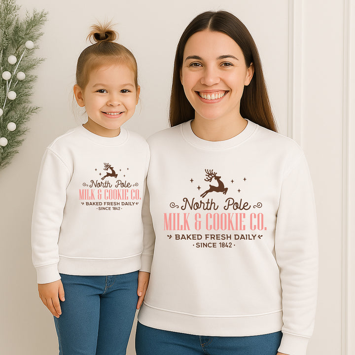 North Pole Milk & Cookies Co Christmas Family Matching Sweatshirt/Babygrow