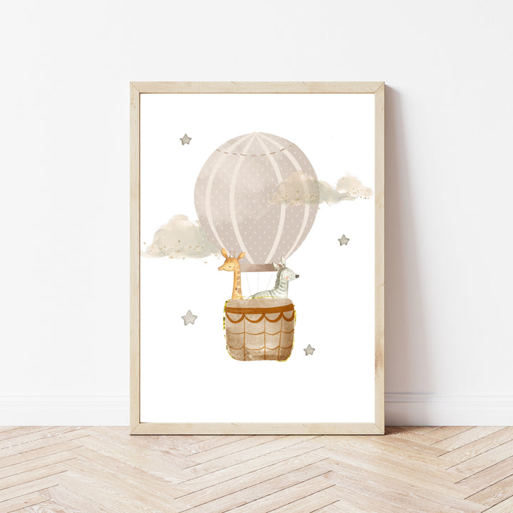 Oh The Places You'll Go Beige Hot Air Balloon Set of 3 Wall Art