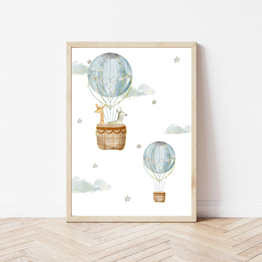 Oh The Places You'll Go Blue Hot Air Balloon Set of 3 Wall Art