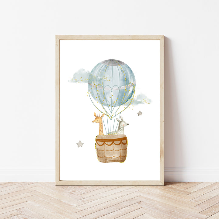 Oh The Places You'll Go Blue Hot Air Balloon Set of 3 Wall Art