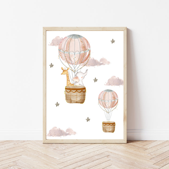 Oh The Places You'll Go Pink Hot Air Balloon Set of 3 Wall Art