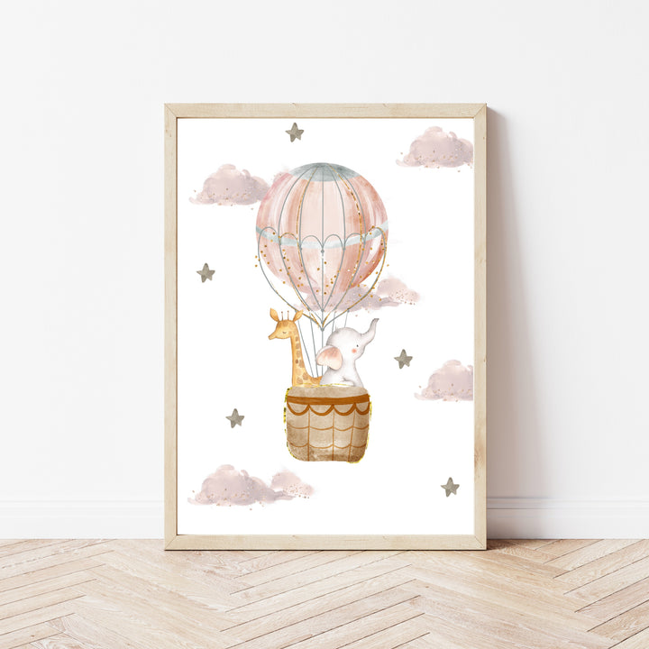 Oh The Places You'll Go Pink Hot Air Balloon Set of 3 Wall Art