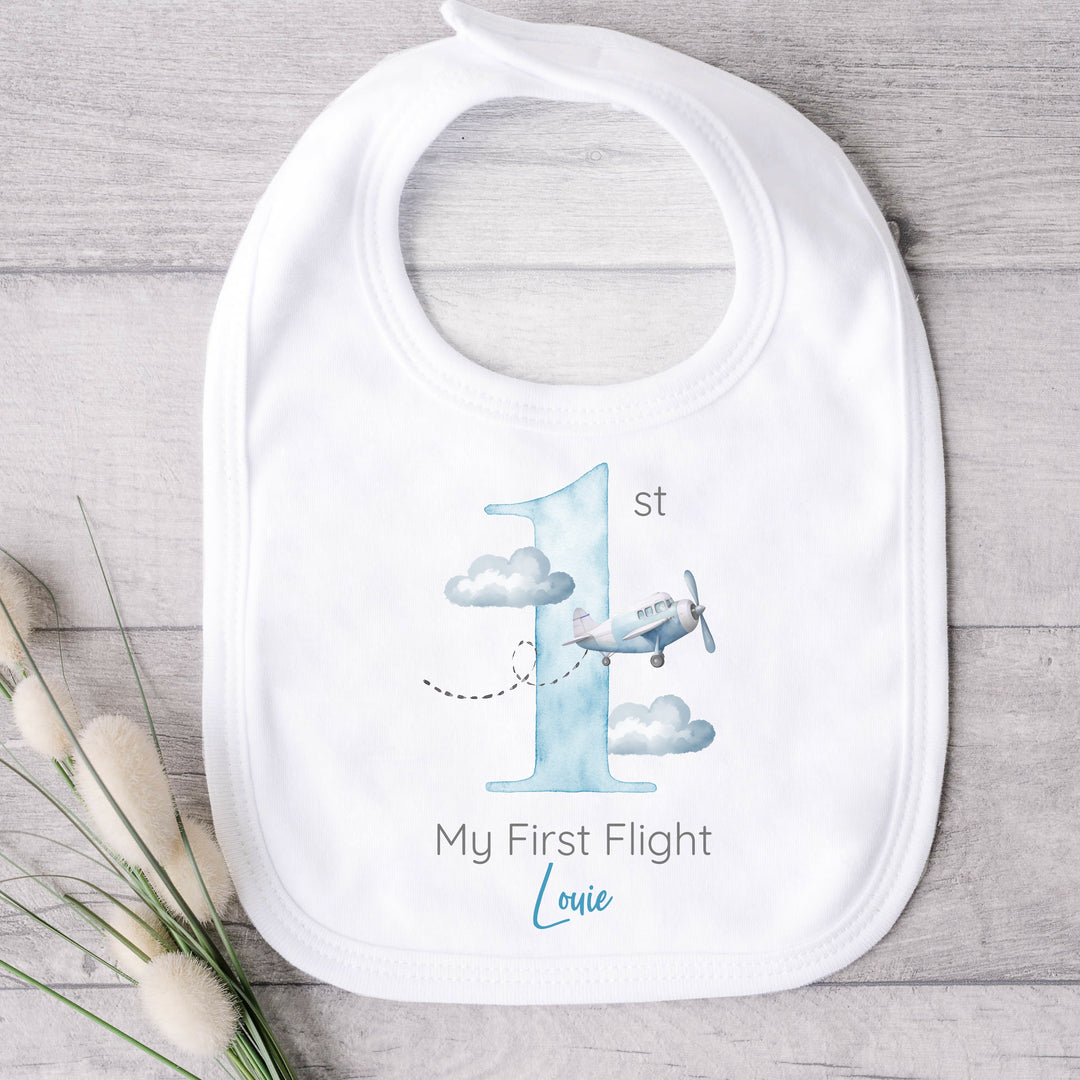 Personalised Blue Planes My First Flight Baby Vest/T-shirt