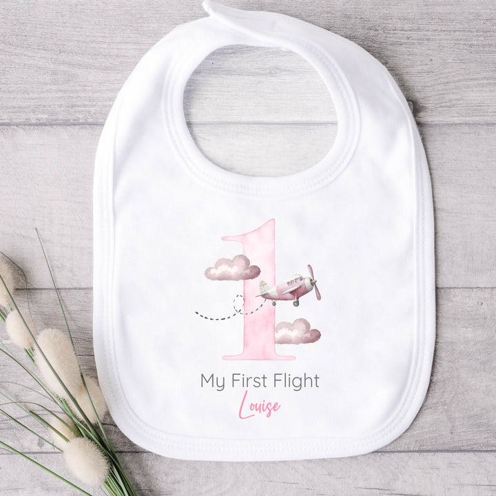 Personalised Pink Planes My First Flight Baby Vest/T-shirt