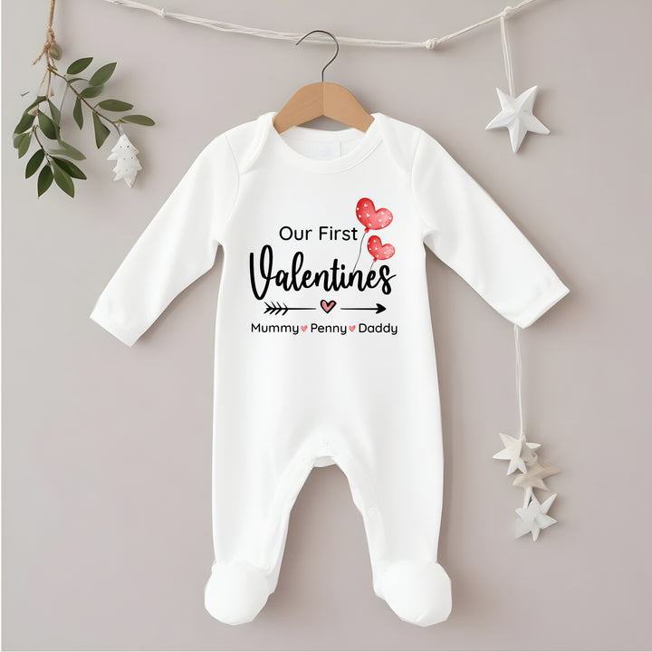 Personalised Our first Valentines Family Babygrow/Vest
