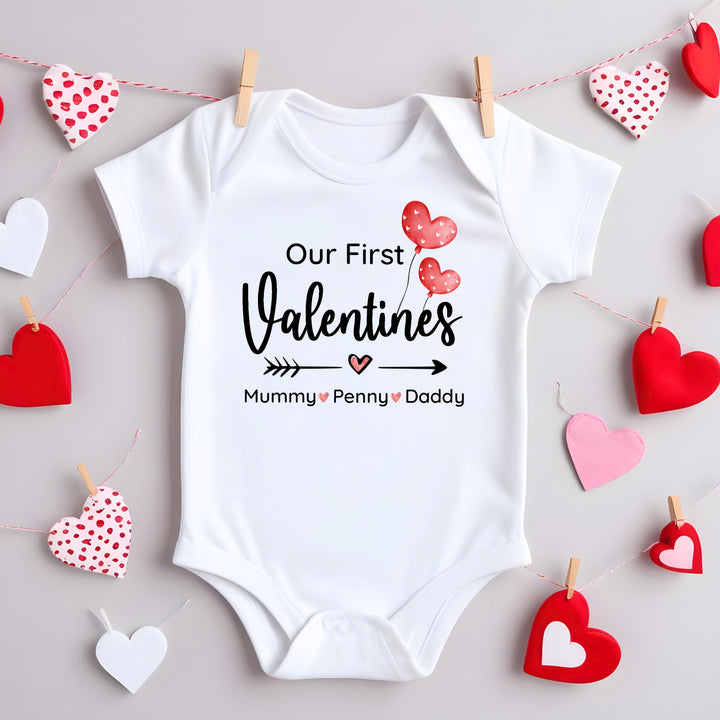 Personalised Our first Valentines Family Babygrow/Vest
