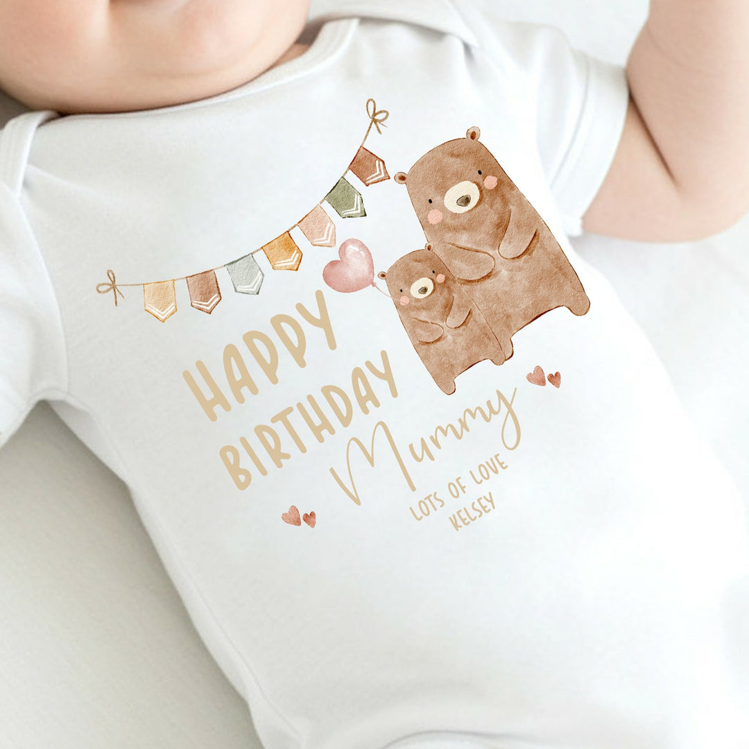Personalised Happy Birthday Mummy/Daddy Babygrow/Vest
