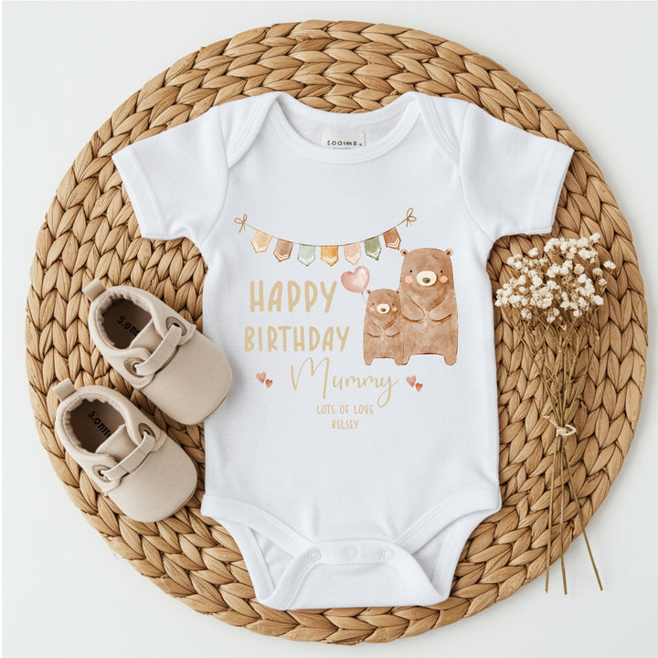 Personalised Happy Birthday Mummy/Daddy Babygrow/Vest