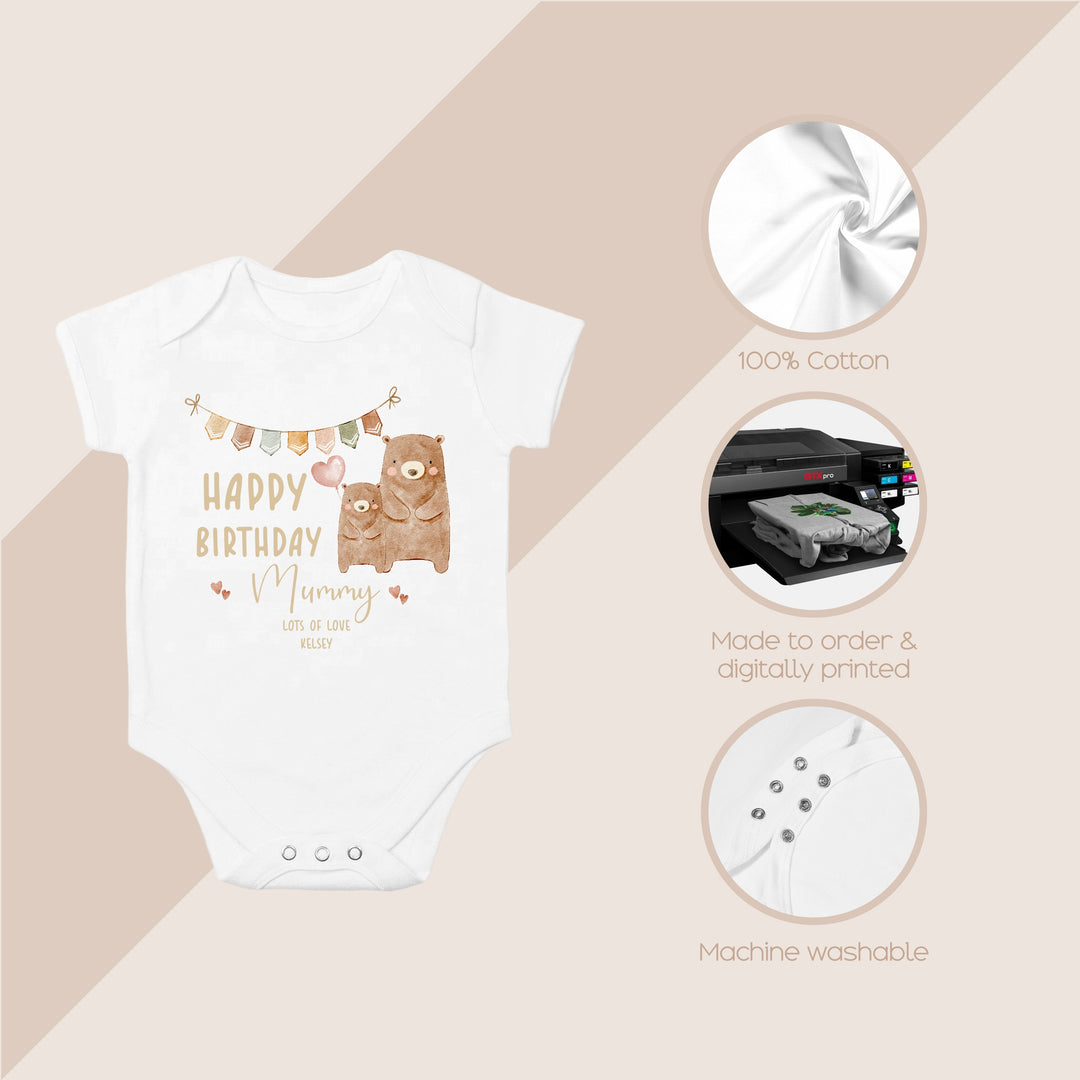 Personalised Happy Birthday Mummy/Daddy Babygrow/Vest