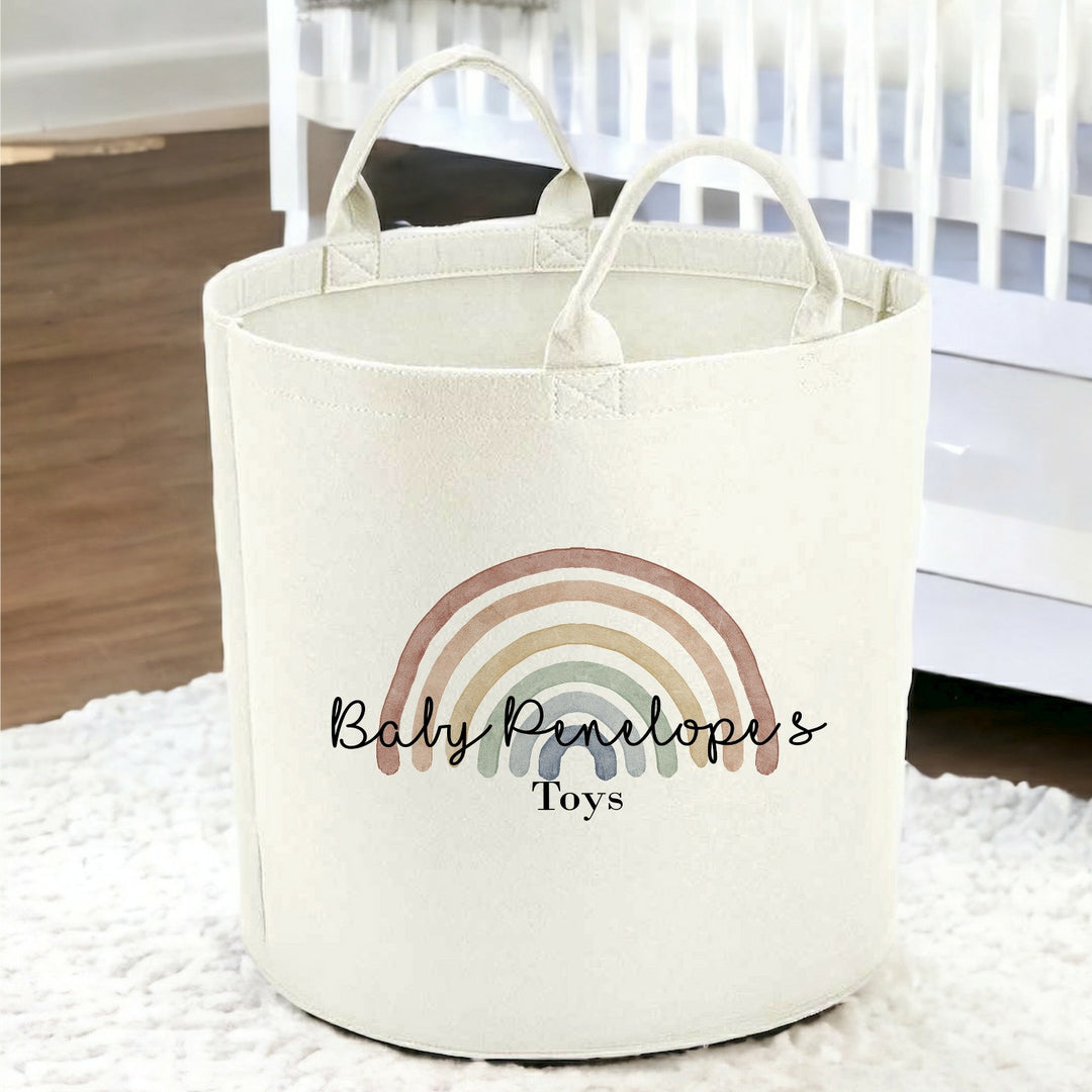 Personalised Pastel Rainbow Toy Tub