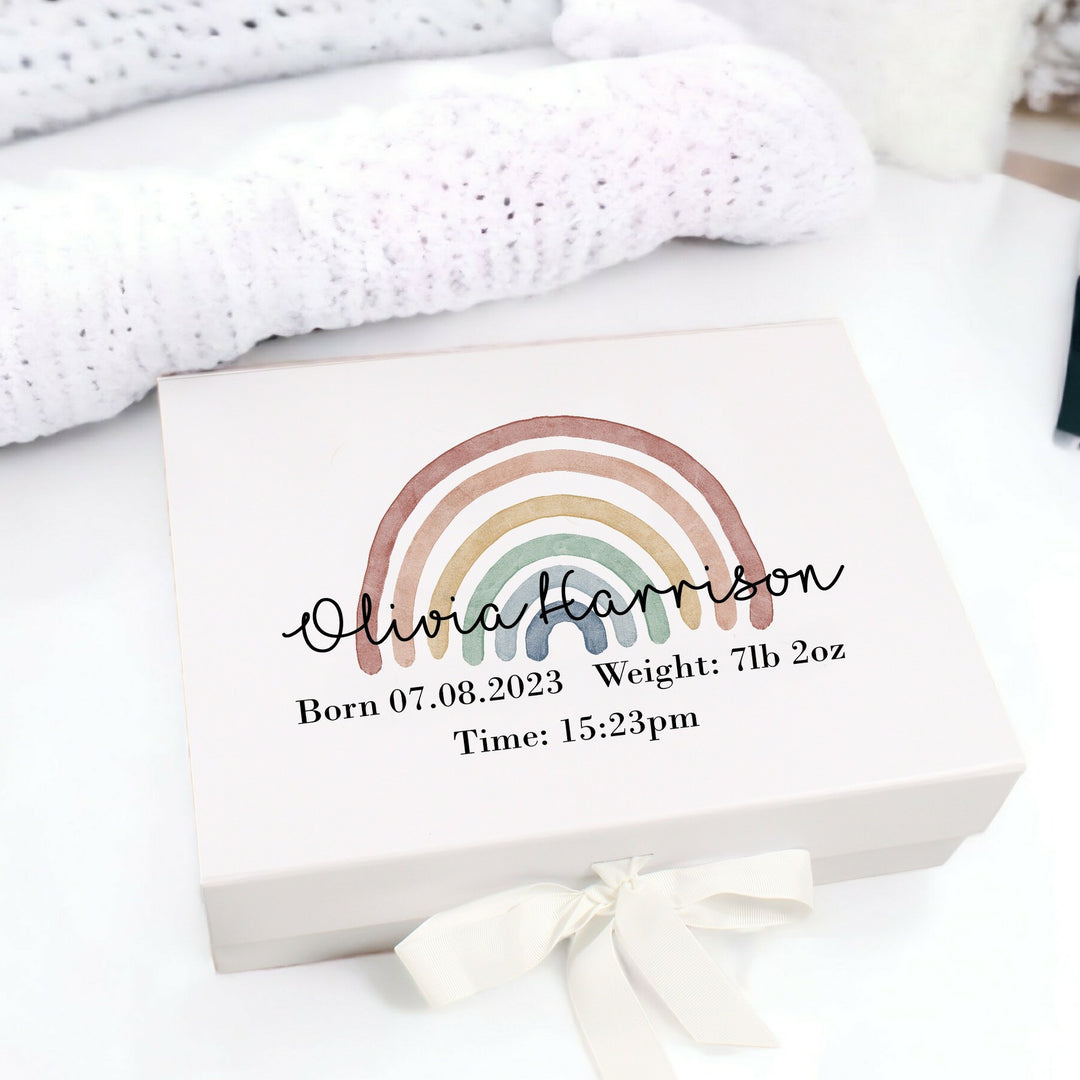 Personalised Pastel Rainbow Baby Gift Box