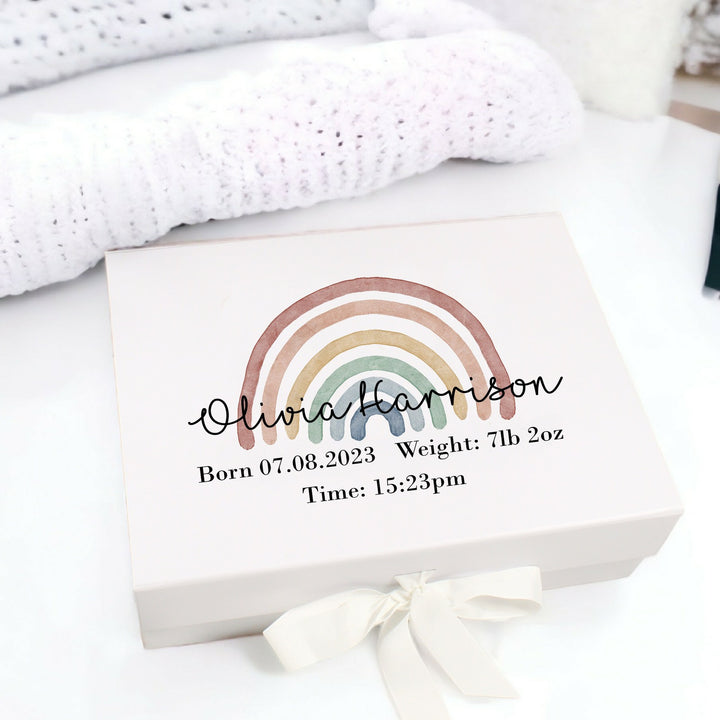 Personalised Pastel Rainbow Baby Gift Box