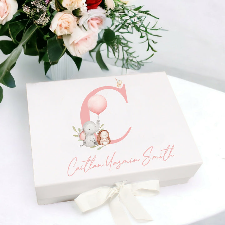 Personalised Pink Initial Baby New Baby Gift Box