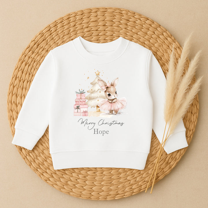 Personalised Kids Pink Bunny Christmas Jumper