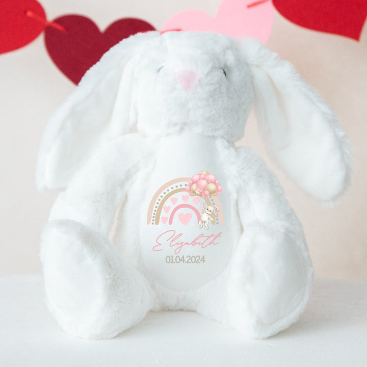 Personalised Pink Rainbow Birth Announcement Teddy