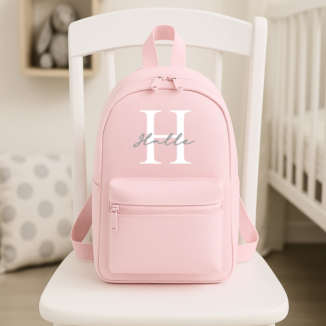 Personalised Pink and White Initial Backpack