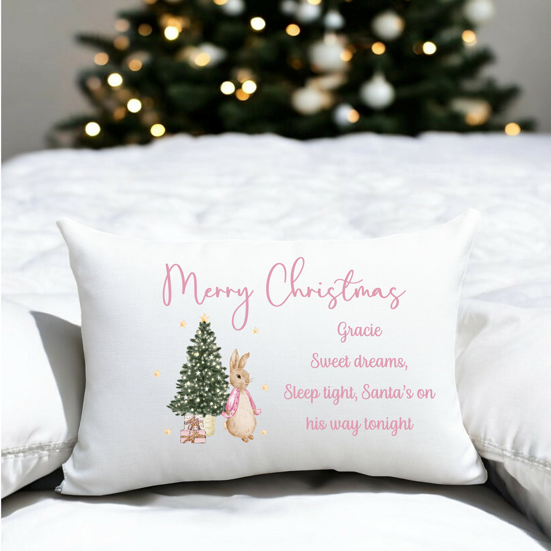 Personalised Pink Rabbit Sweet Dream Christmas Eve Pillow Case