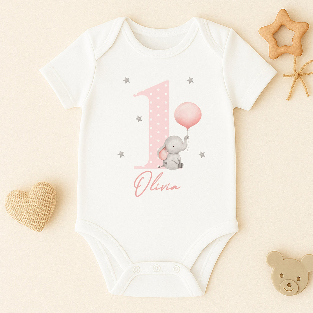 Personalised Pink Elephant Birthday Vest
