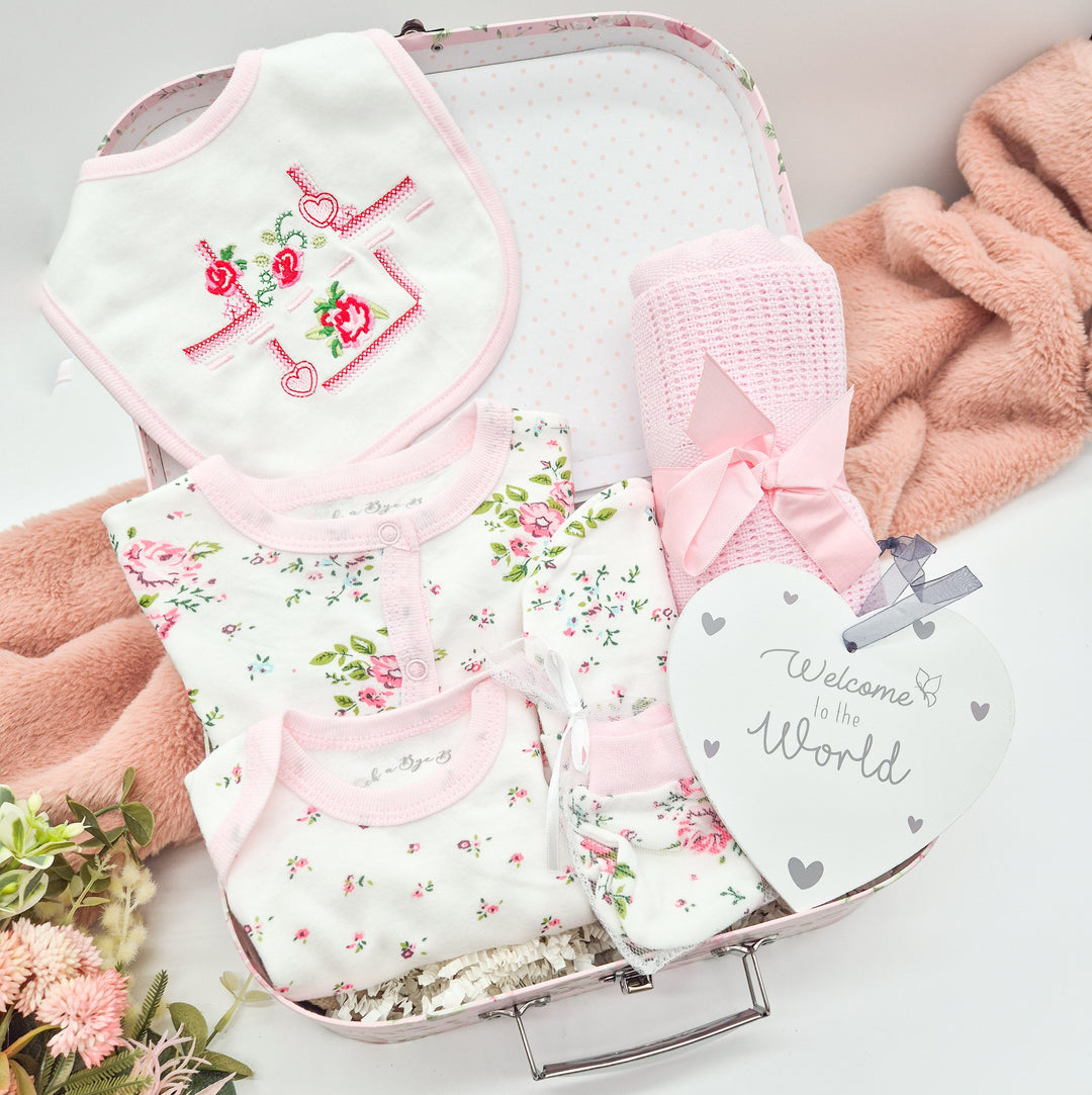 Girls Cream Floral Suitcase Gift Hamper