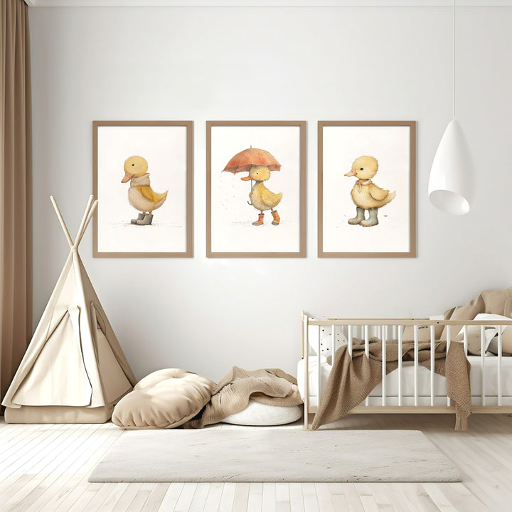 Yellow Duckling Set of 3 Wall Art