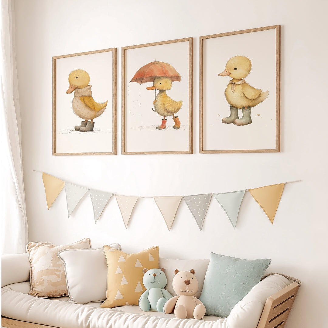 Yellow Duckling Set of 3 Wall Art
