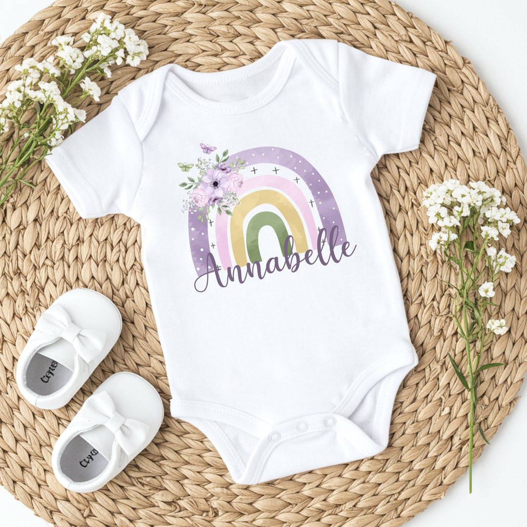 Personalised Purple Rainbow Babygrow/Vest