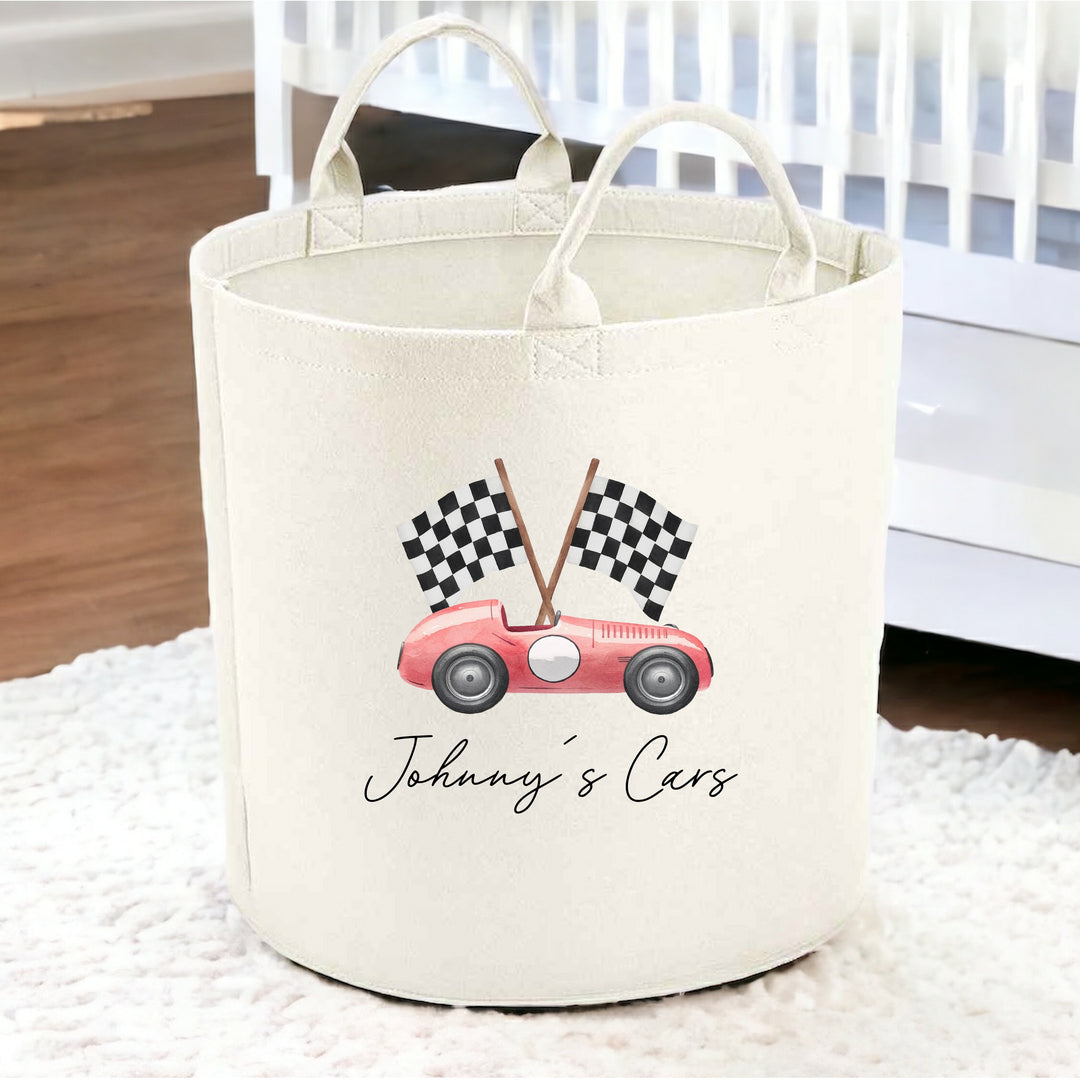 Personalised Red Racecar Toy Tub
