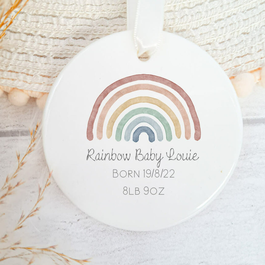 Personalised Rainbow Baby Ceramic Ornament