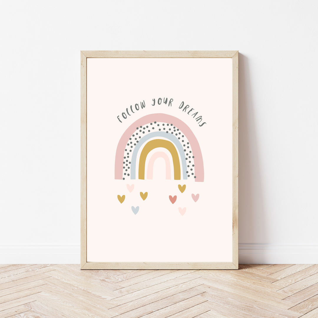 Pink Spotty Rainbow Set of 3 Wall Art