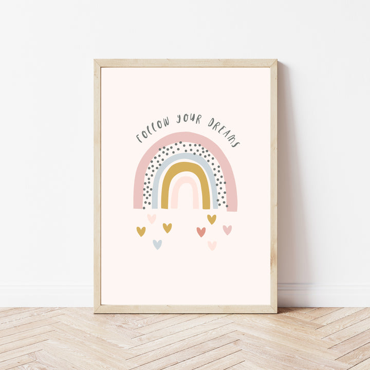 Pink Spotty Rainbow Set of 3 Wall Art