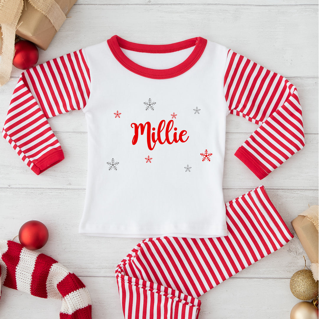 Personalised Red & White Snowflake Christmas Pyjamas