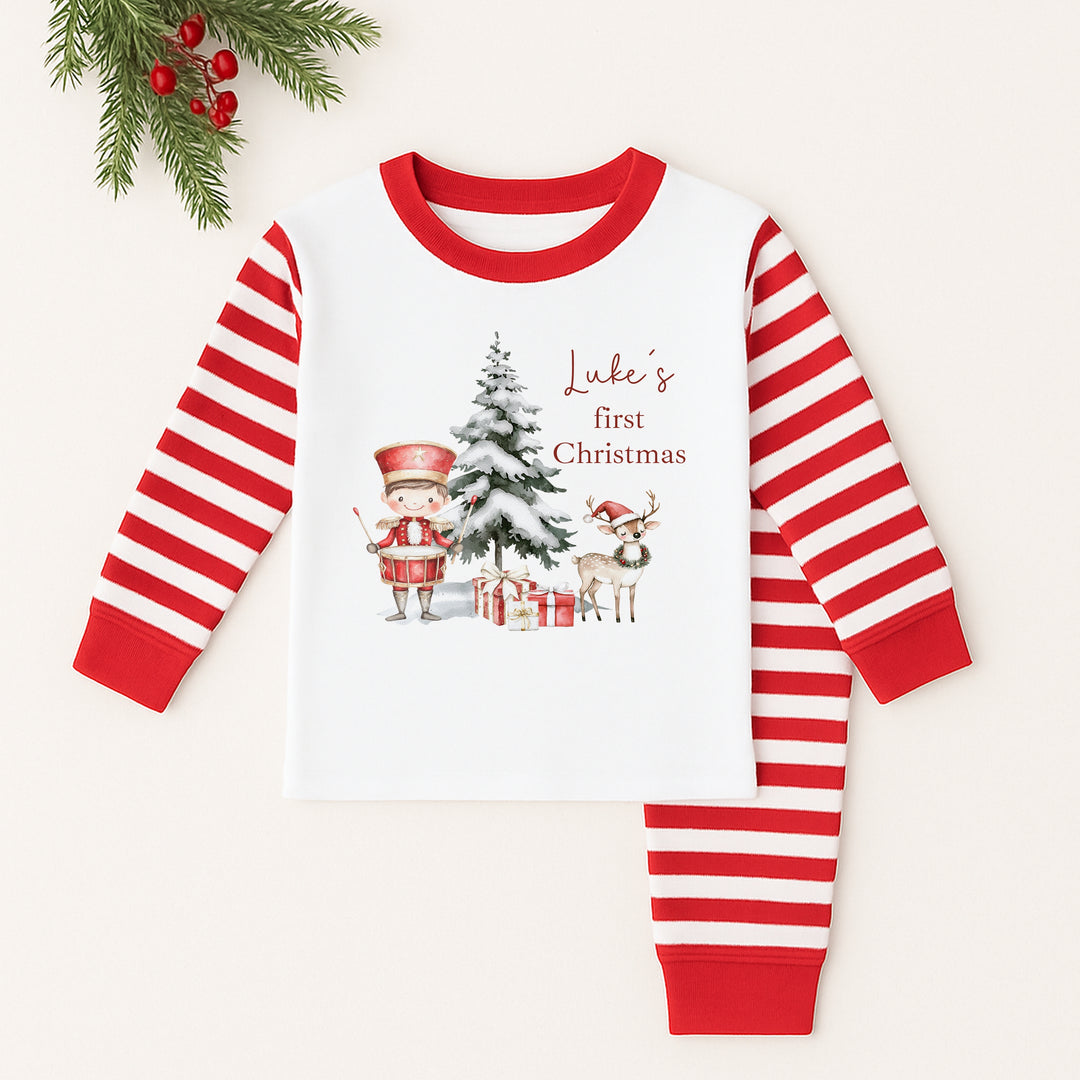 Personalised Red Nutcracker Red Stripe Christmas Pyjamas