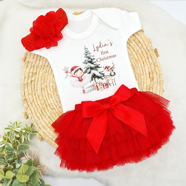 Personalised Red Girl Nutcracker Red Tutu & Vest Set
