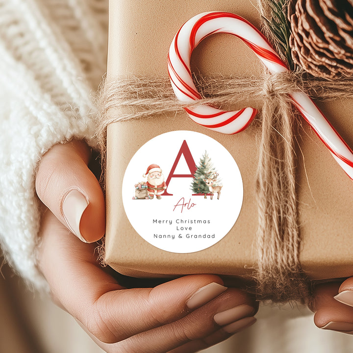 Personalised Red Initial Christmas Stickers
