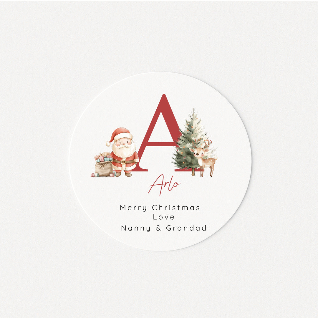 Personalised Red Initial Christmas Stickers