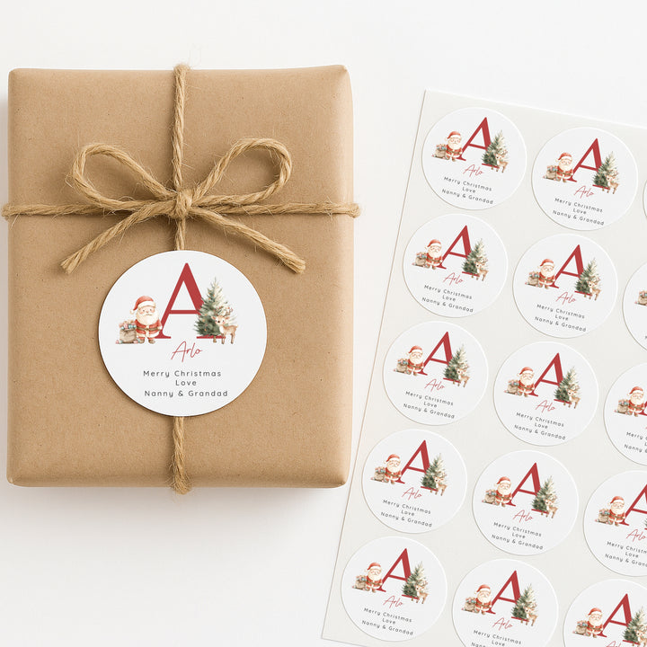 Personalised Red Initial Christmas Stickers