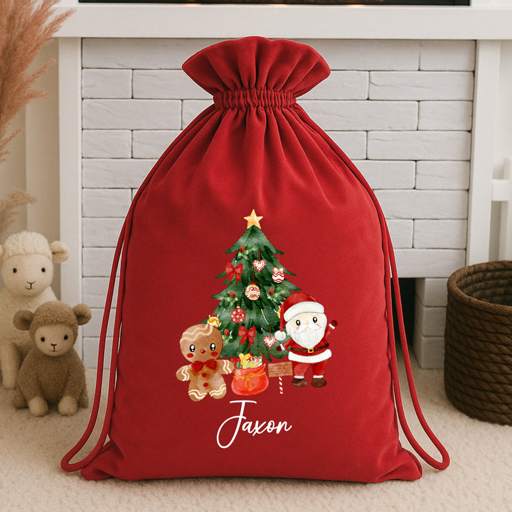 Personalised Santa Clause Scene Christmas Stocking or Santa Sack