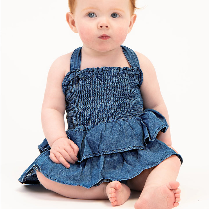 Denim Frilly Romper Bodysuit