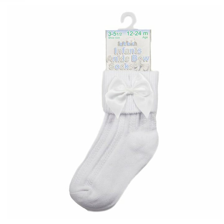 White Ankle Socks With Bows