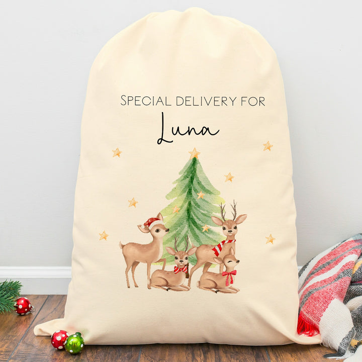 Personalised Deer Family Santa Sack