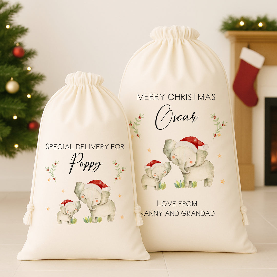 Personalised Elephant Family Santa Sack