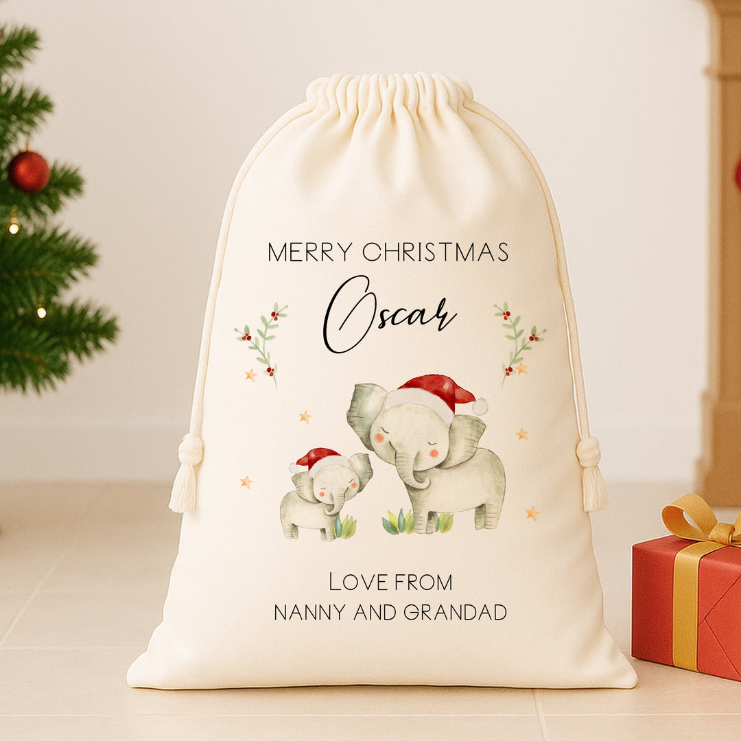 Personalised Elephant Family Santa Sack