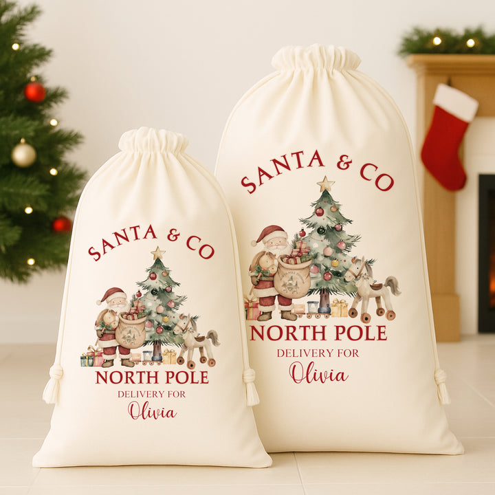 Personalised Santa & Co Christmas Canvas Santa Sack