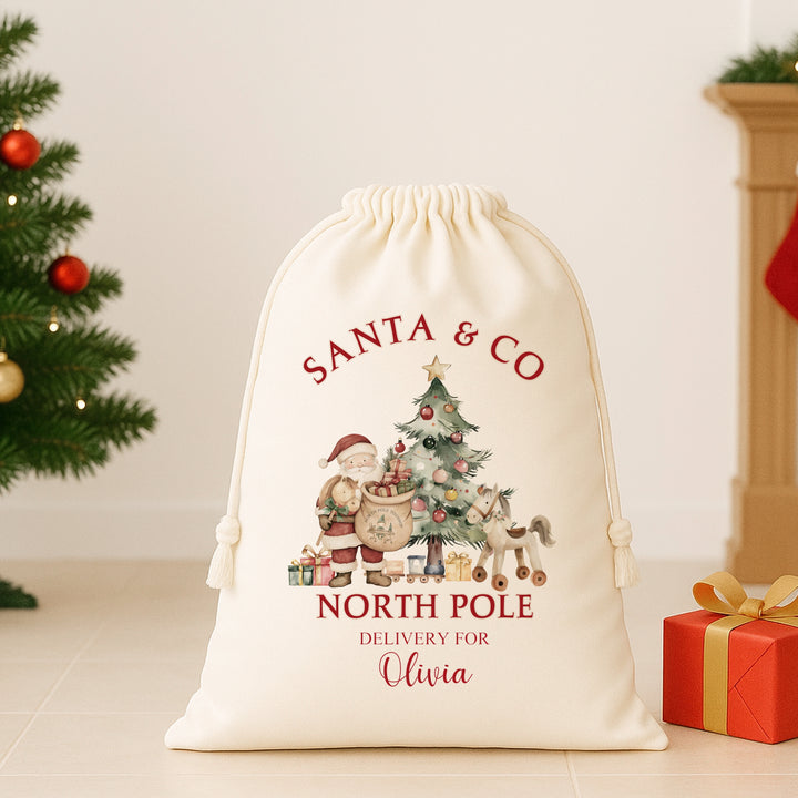 Personalised Santa & Co Christmas Canvas Santa Sack