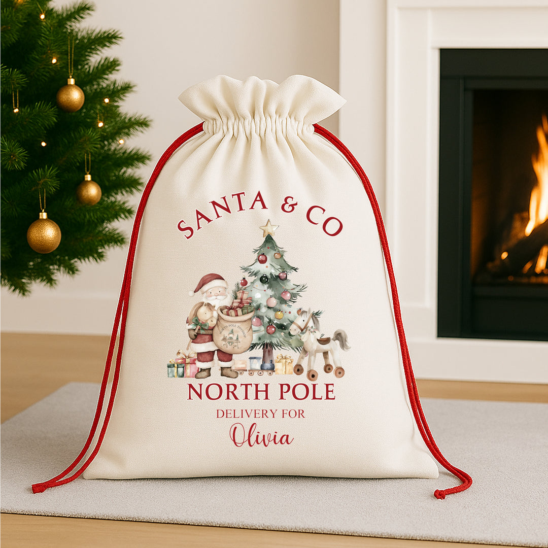 Personalised Santa & Co Christmas Canvas Santa Sack