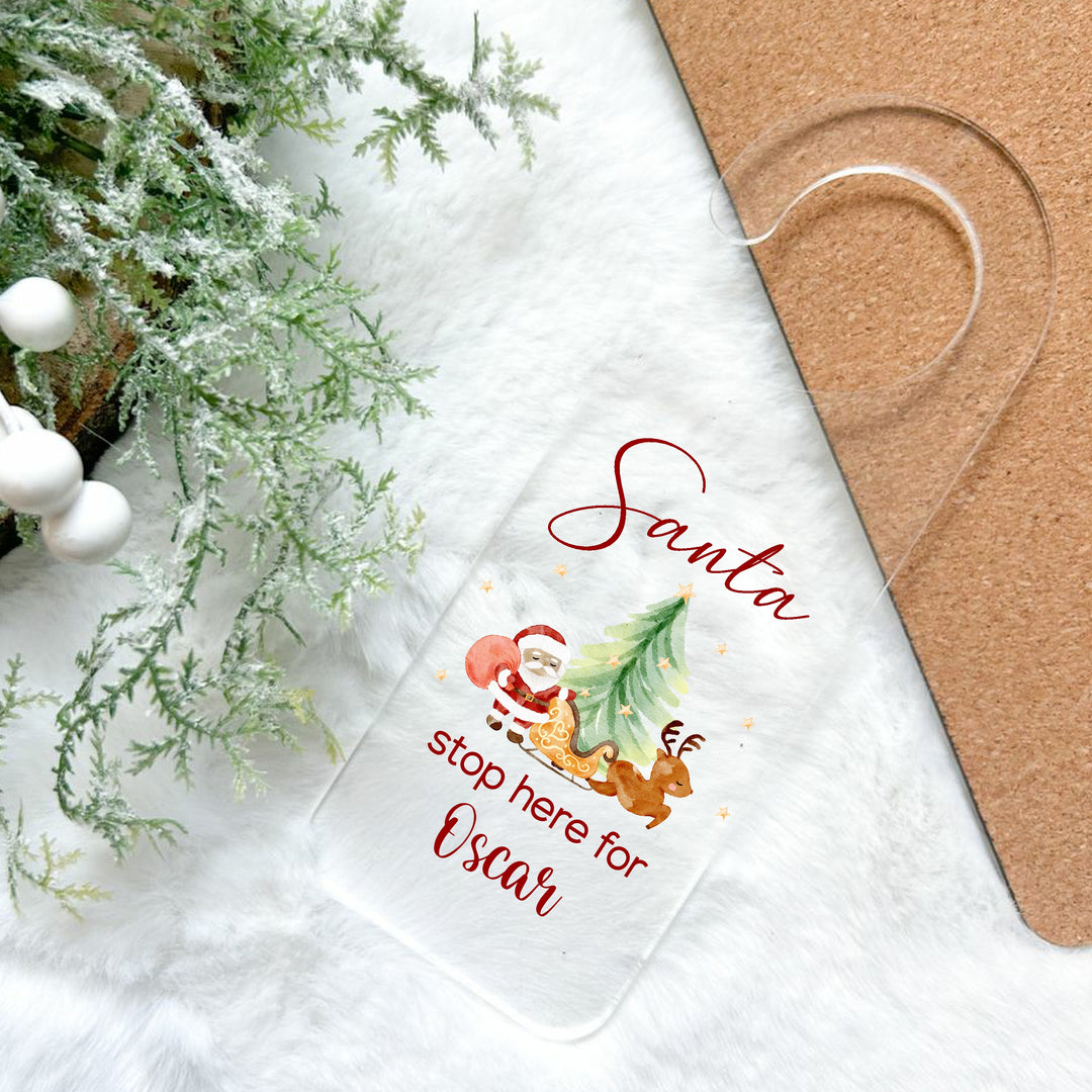 Personalised Santa Scene Santa Stop Here Door Sign